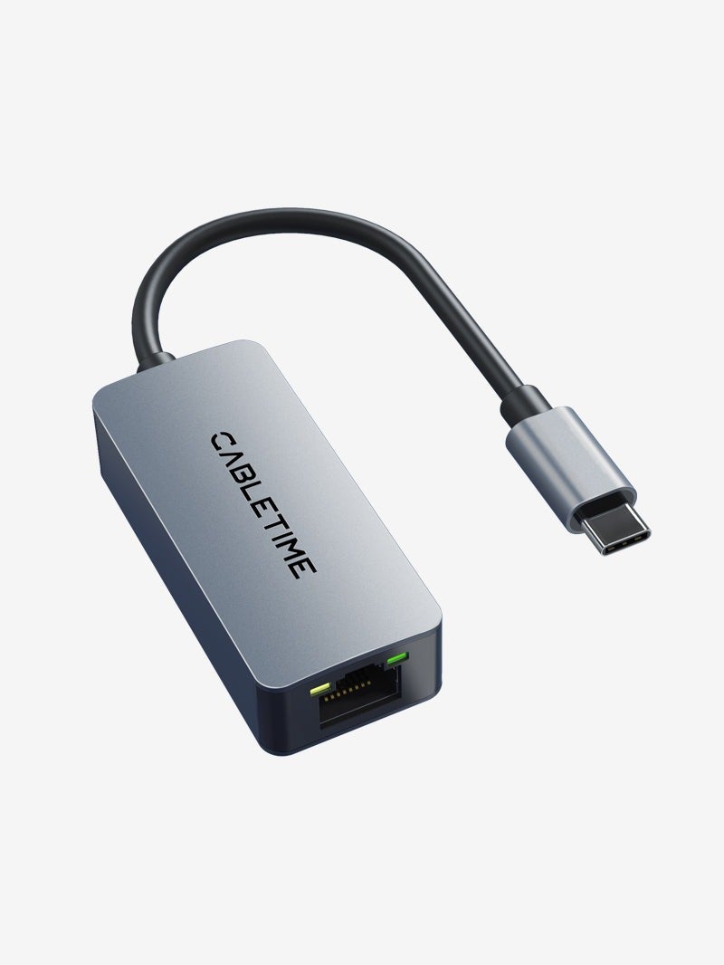 كابل تايم محول USB 3.1 من النوع C إلى منفذ إيثرنت RJ45 بسرعة 2.5 جيجابت، متوافق مع أجهزة ماك بوك برو/إير، وآيباد برو، وديل إكس بي إس، وسيرفس لاب توب، وماك - Image 1